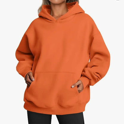 Women’s Oversized Cotton Blend Drop-Shoulder Pullover Hoodie