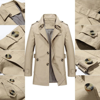 Men’s Classic Longline Double-Breasted Trench Coat
