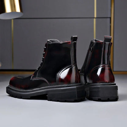 Men’s Leather Lace-Up Ankle Boots with Chunky Lug Sole