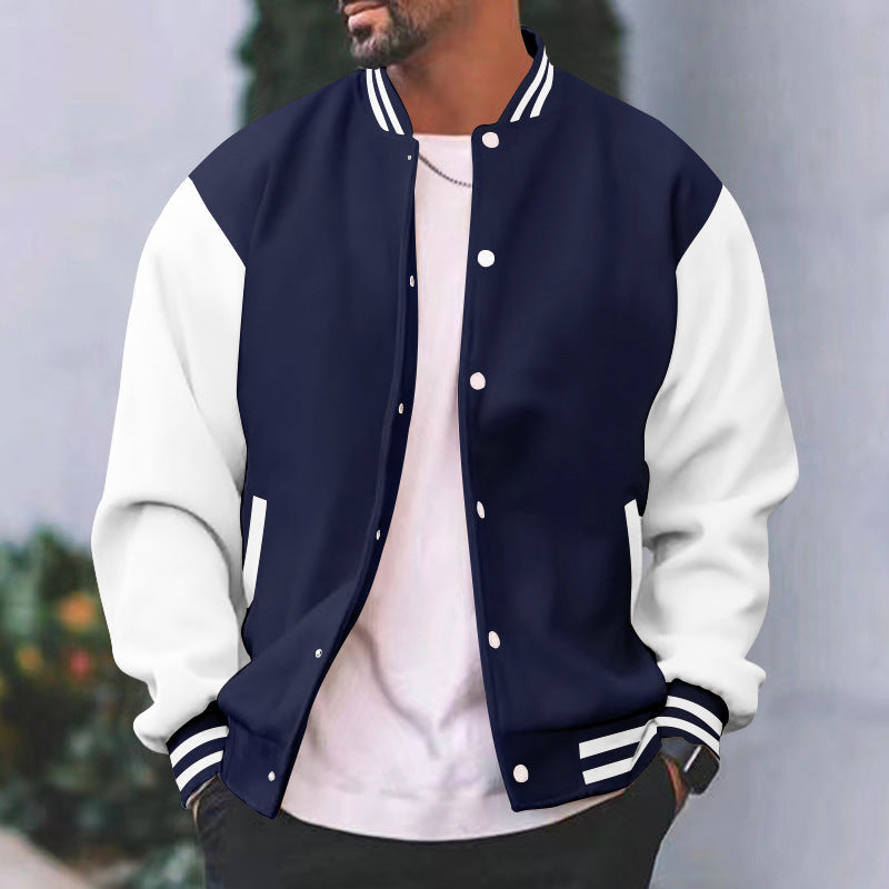 Men’s Color-Block Snap-Front Varsity Jacket