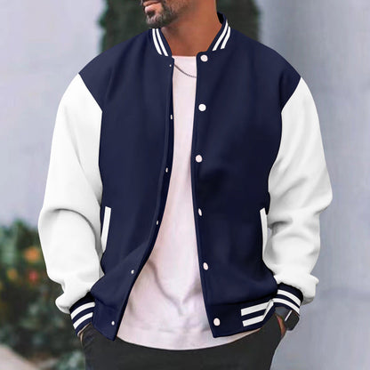 Men’s Color-Block Snap-Front Varsity Jacket