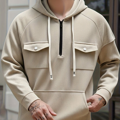 Men’s Ribbed Quarter-Zip Utility Hoodie
