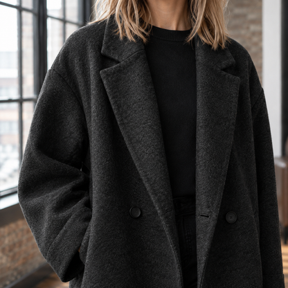 Relaxed Oversized Long Wool-Blend Coat