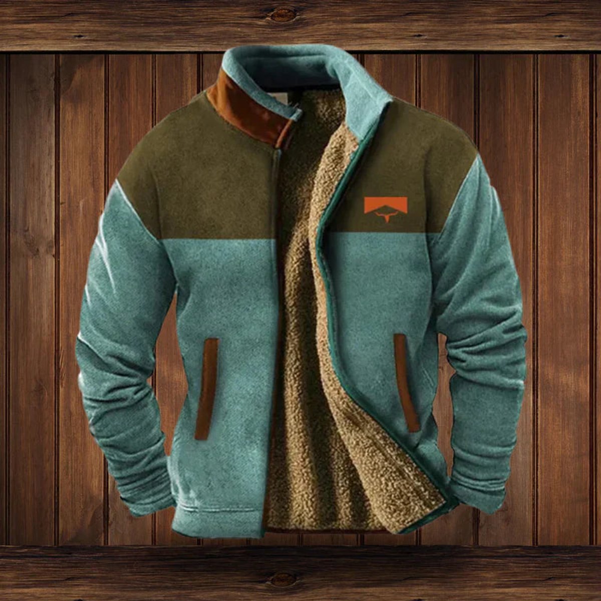 Men’s Southwestern Sherpa-Lined Zip Cardigan Jacket