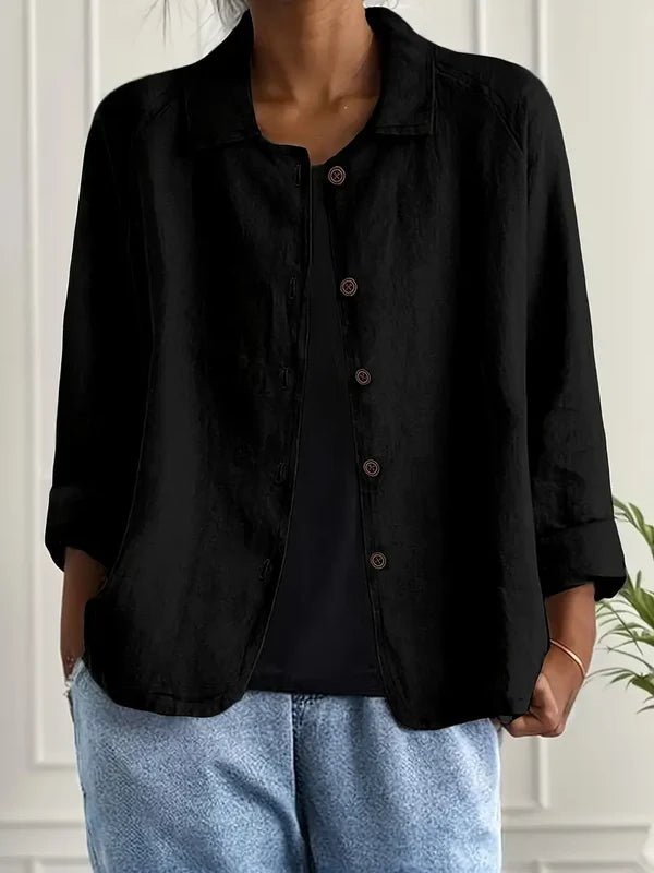 Women’s Relaxed Lightweight Jacket with Three-Quarter Sleeves