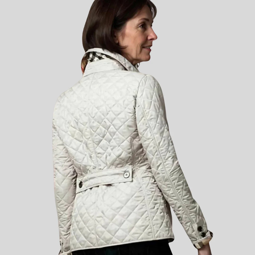 Women's Lightweight Quilted Jacket with Classic Lapel Collar