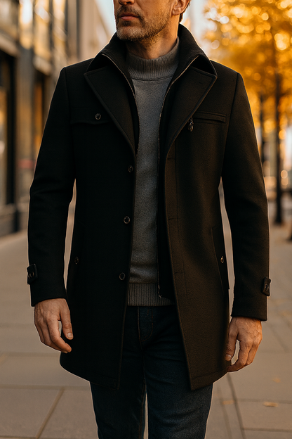 Men’s Long Double-Breasted Classic Trench Coat