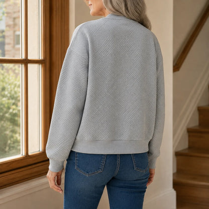 Women’s Relaxed Textured Zip Jacket with Ribbed Trim