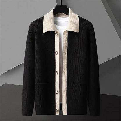 Men’s Two-Tone Button-Front Knit Cardigan