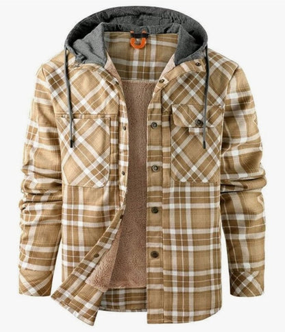 Men’s Printed Fleece-Lined Hooded Shirt Jacket
