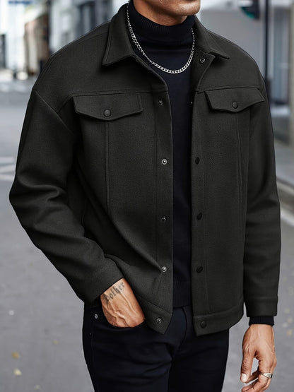 Men’s Modern Notch Lapel Snap-Front Jacket