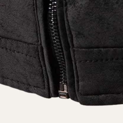 Men’s Asymmetric Zip Leather-Look Moto Jacket