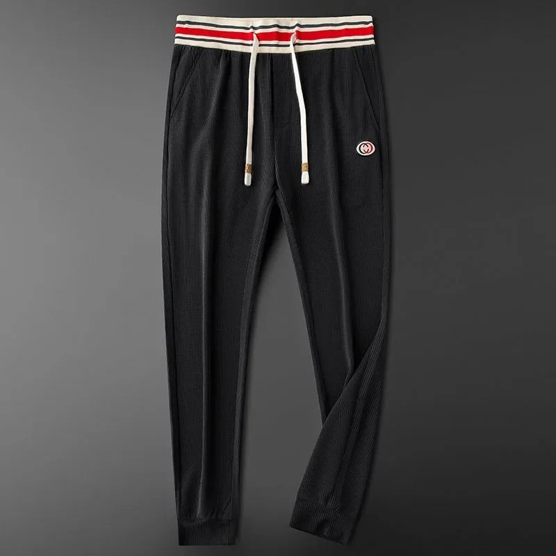 Men’s Ribbed Stretch Joggers with Striped Waistband