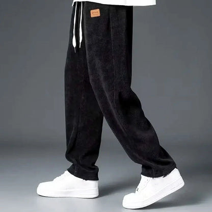 Men’s Wide-Leg Textured Sweatpants with Drawstring Waist