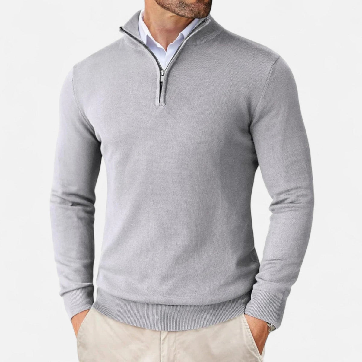 Men’s Lightweight Tailored Zip-Up Knit Sweater
