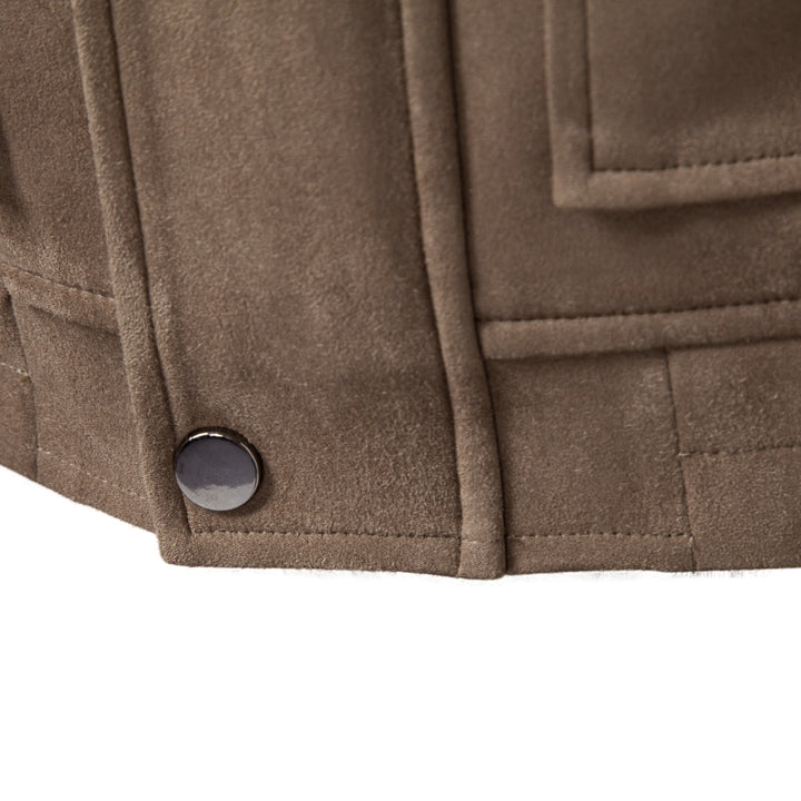 Men's Contrast-Collar Suede-Style Casual Jacket