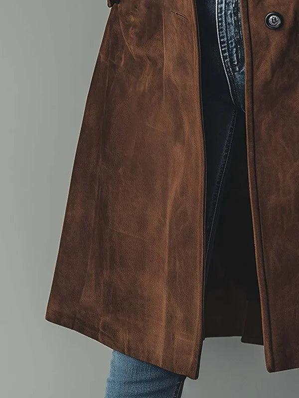 Women’s Longline Double-Breasted Tailored Trench Coat