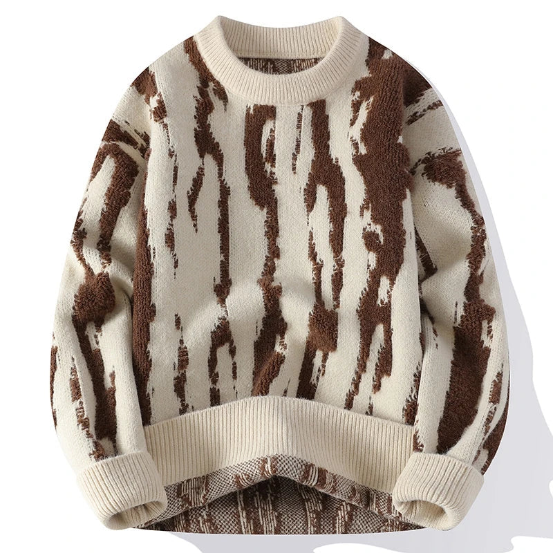 Men’s Textured Vertical Pattern Crewneck Sweater