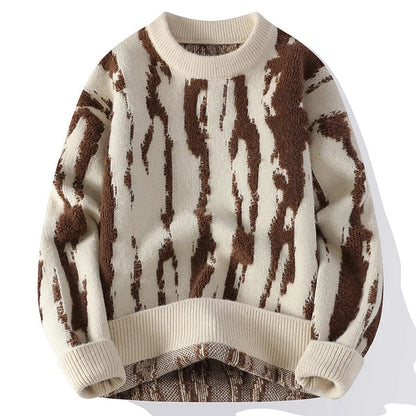Men’s Textured Vertical Pattern Crewneck Sweater
