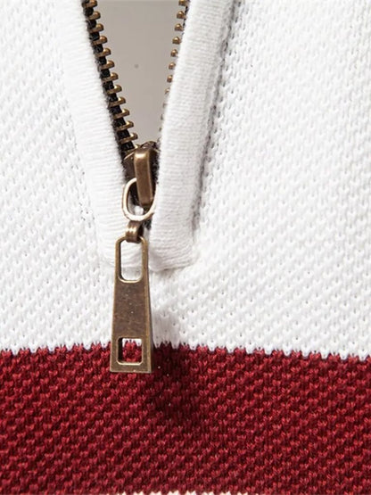 Men’s Cotton-Blend Quarter-Zip Stand Collar Pullover