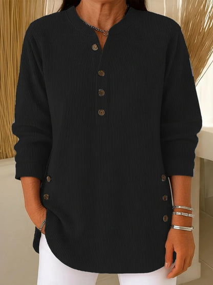 Women’s Soft Lightweight Knit Sweater with Button Neck Detail