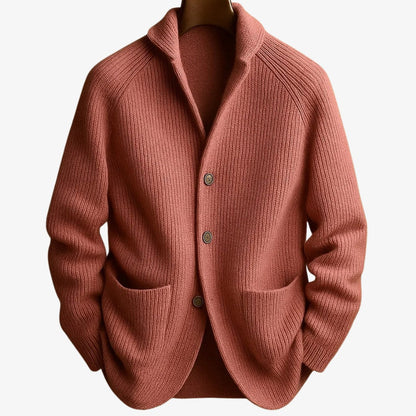 Men’s Ribbed Cotton-Blend Button-Up Knit Cardigan