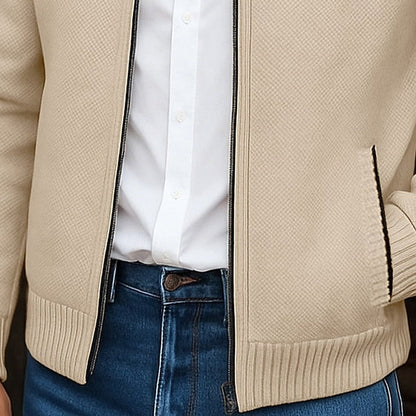 Men’s High-Stand-Collar Full-Zip Knit Cardigan