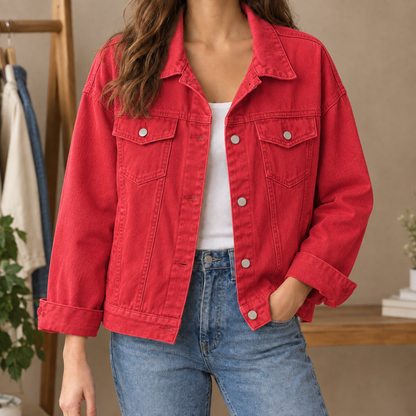 Relaxed Cotton-Denim Utility Jacket with Four Pockets