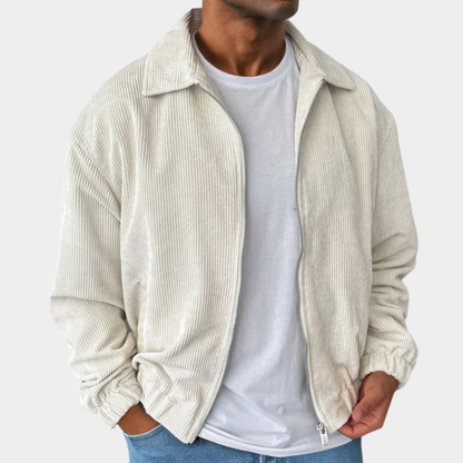 Men’s Textured Relaxed-Fit Full-Zip Collared Jacket