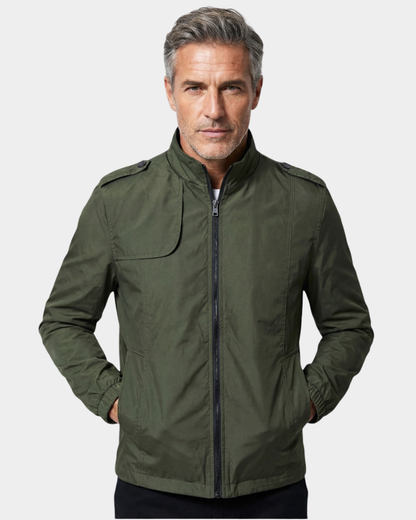 Men’s Military-Inspired Stand-Collar Zip Bomber Jacket