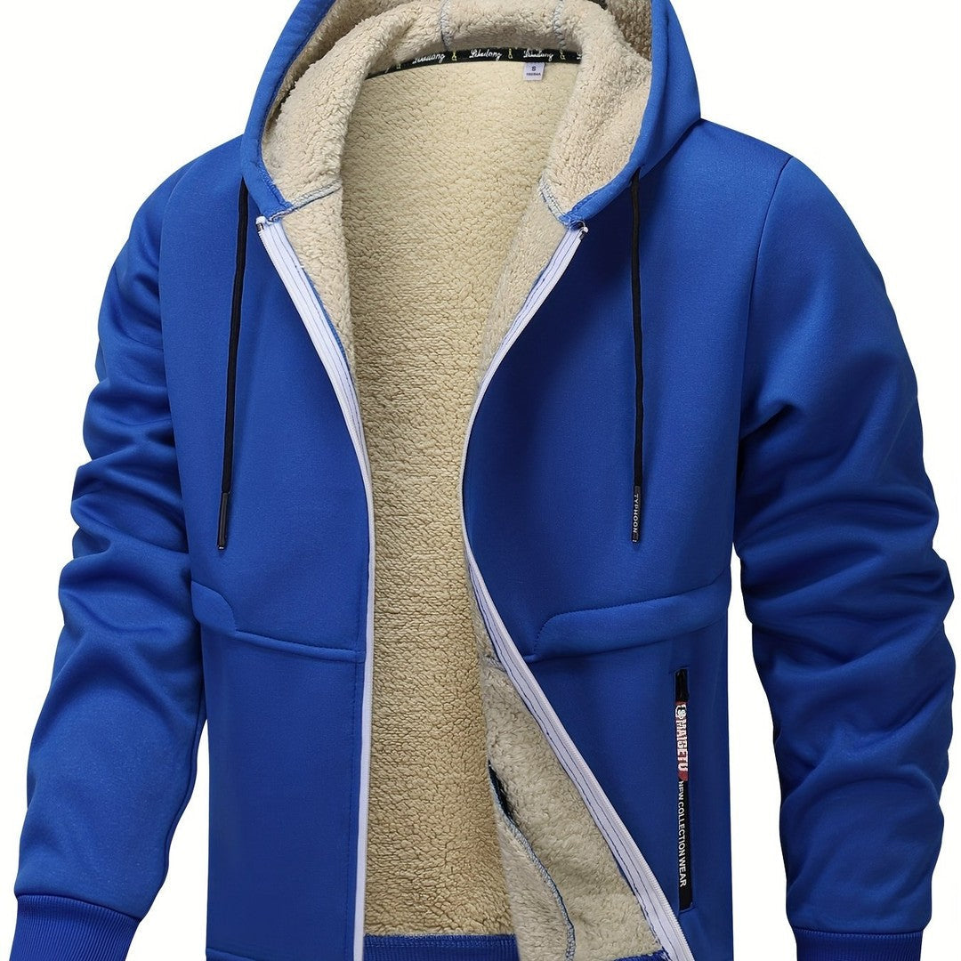 Men’s Plush-Lined Stretch Hooded Winter Jacket