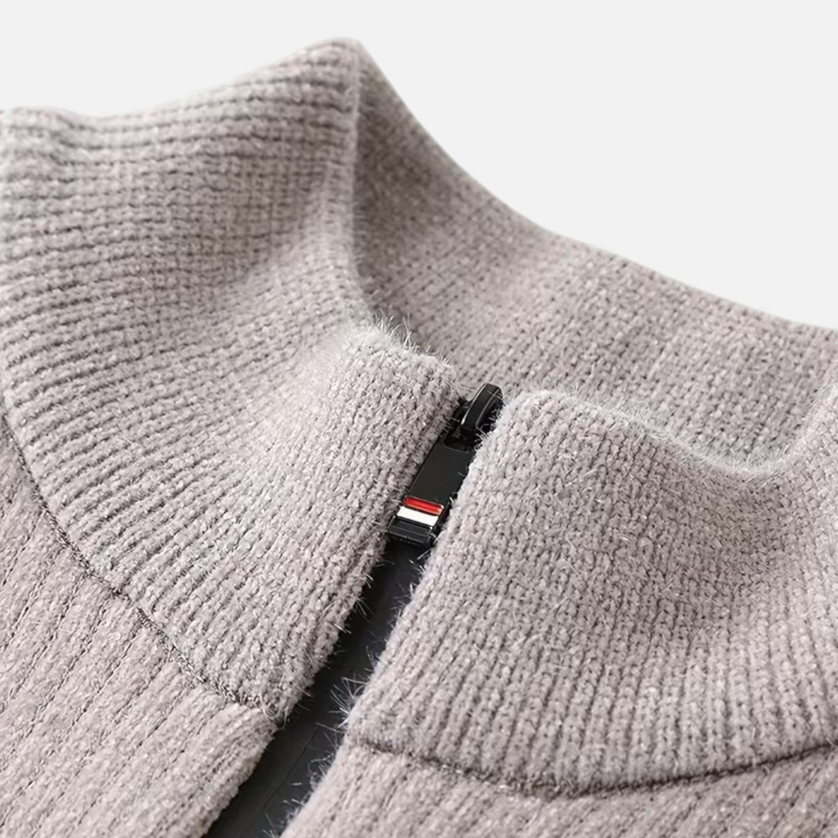 Men’s Striped Half-Zip Stand Collar Knit Sweater
