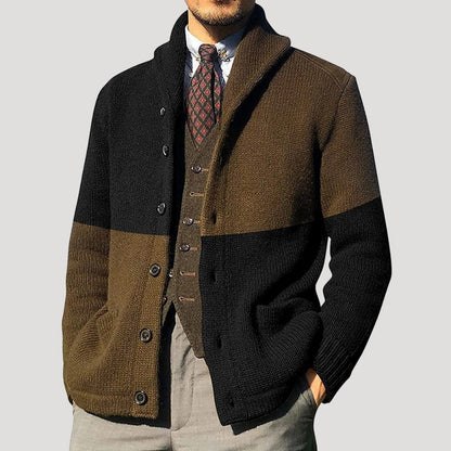 Men’s Wool-Knit Shawl Collar Button Cardigan Coat