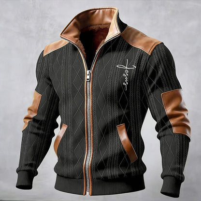 Men’s Insulated Stand-Collar Contrast-Trim Zip Jacket