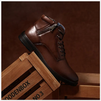 Men’s Business Winter Boots with Round Toe and Medium Heel
