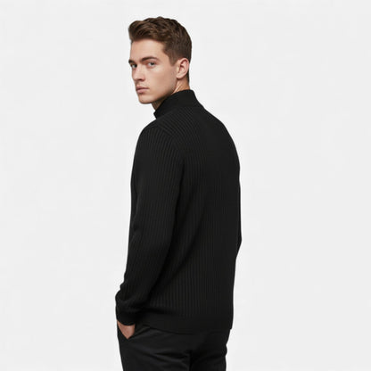 Men’s Minimalist Thermal Knit Zip-Up Sweater