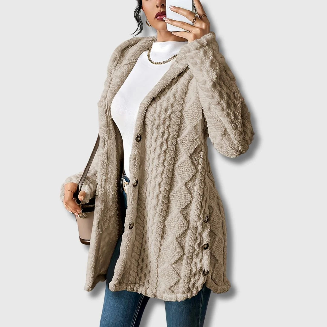 Women’s Soft Teddy Coat with Cozy Hood and Relaxed Fit