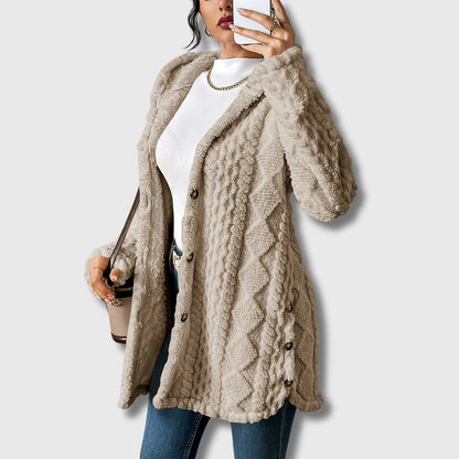 Women’s Soft Teddy Coat with Cozy Hood and Relaxed Fit