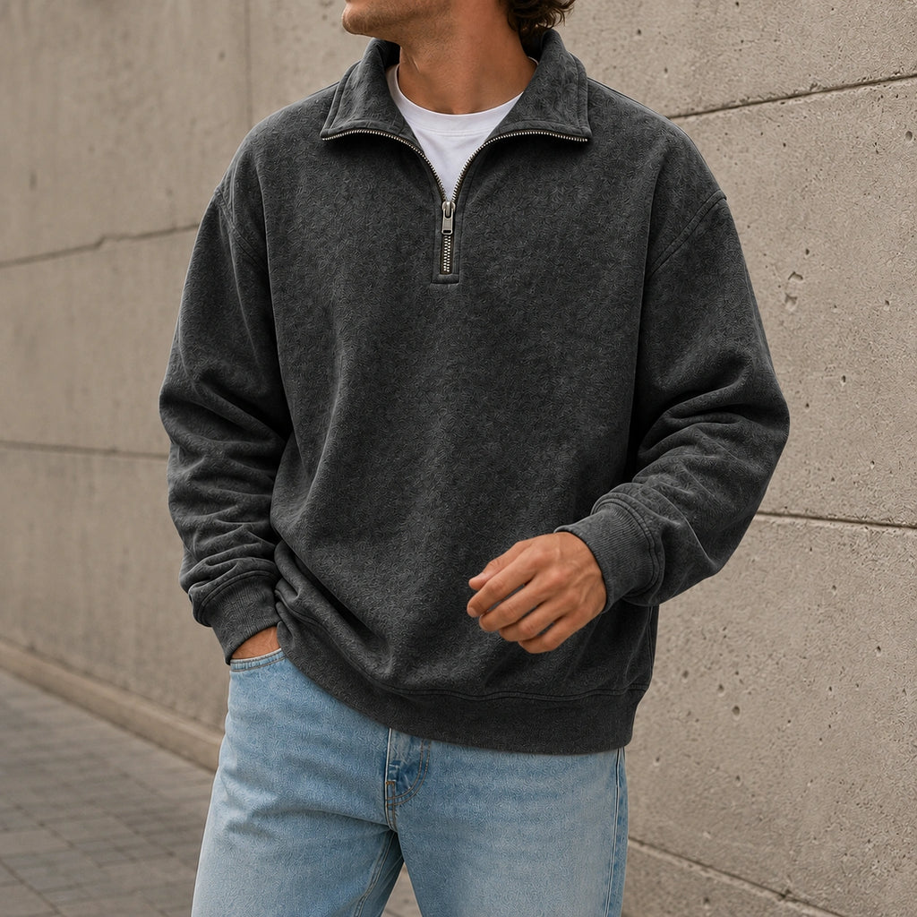 Men’s Relaxed Solid Half-Zip Sweatshirt