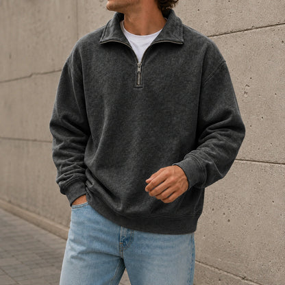 Men’s Relaxed Solid Half-Zip Sweatshirt