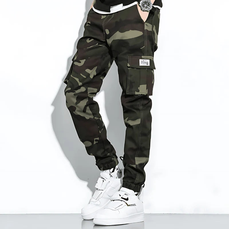Men’s Stretch Camouflage Cargo Pants with Tapered Fit
