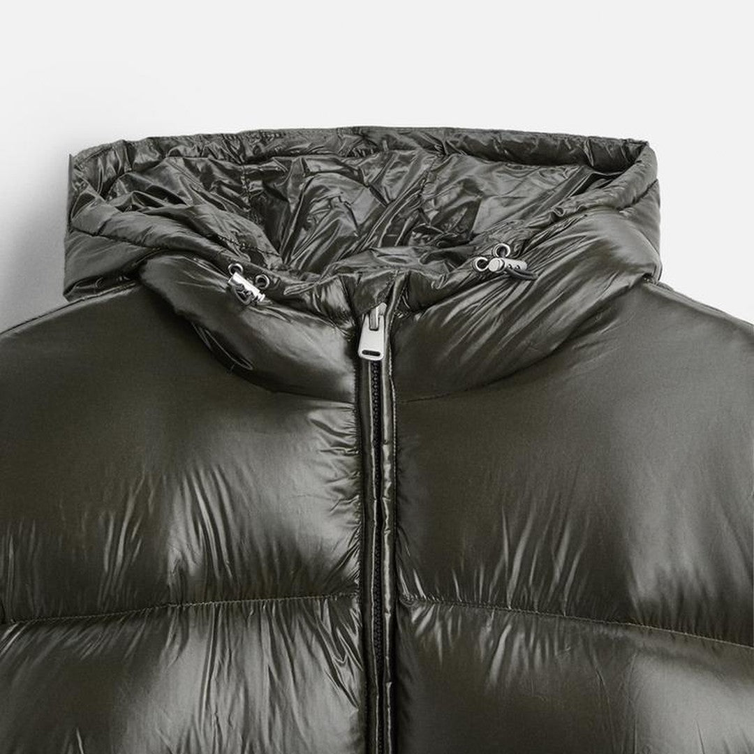 Men’s Lightweight Hooded Puffer Jacket with High Collar