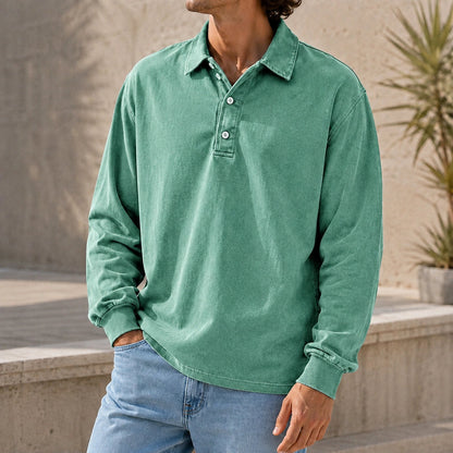 Men’s Vintage Washed Cotton Lapel Shirt