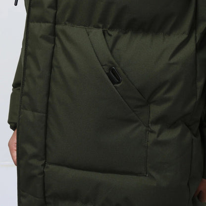 Men’s Longline Notch-Collar Button-Front Winter Coat