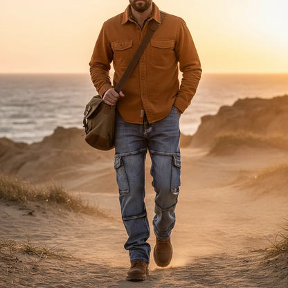 Men’s Utility Cargo Jeans with Reinforced Seams