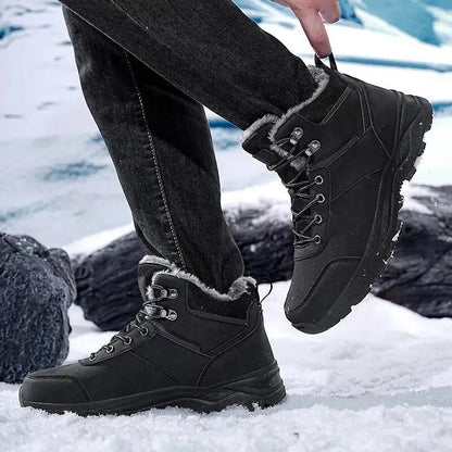 Men’s Faux Fur Winter Boots with Cushioned Insole and Rubber Sole