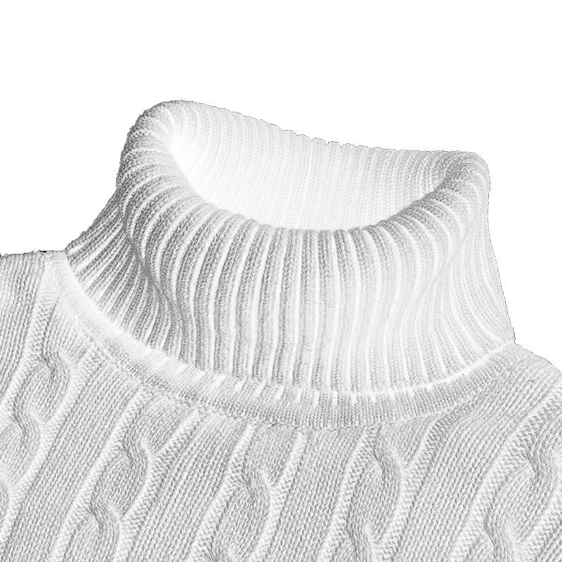 Men’s Textured Cable Knit High-Neck Sweater
