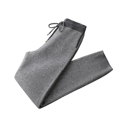 Men’s Wool Herringbone Trousers with Relaxed Tapered Fit