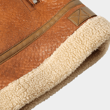 Men’s Brown Wide-Lapel Belted Bomber Jacket