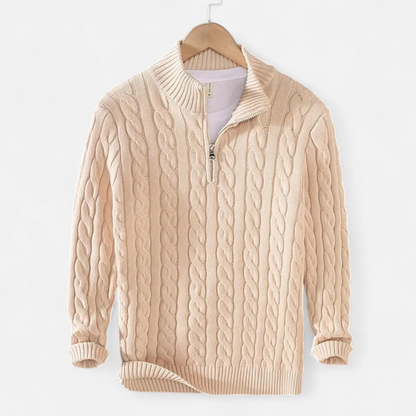 Men’s Ribbed Turtleneck Half-Zip Knit Sweater